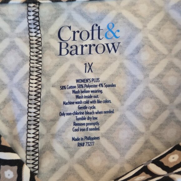 NWT -- Croft & Barrow Women’s Dress, Size 1X, Black/tan/cream geometic pattern - Picture 7 of 10